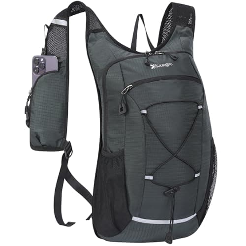BiYiYun 15L Small Hiking Backpack Lightweight Hydration Backpack for Men Women, Warterproof Hiking Daypack for Travel Camping Cycling Running Outdoor (Grey)