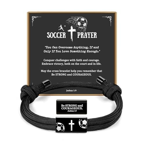 PEALICIOUS Soccer Bracelet for Boys Soccer Gifts, Cool Mens Cross Braclets for Soccer Lover as Grandson Bracelet Back to School Gifts First Day of School Bracelet - Image 1