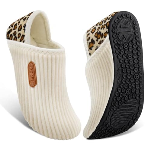 ATHMILE House Slippers for Women Men Lightweight Barefoot Slippers Indoor House Shoes Soft Corduroy Foldable Non Slip Travel Bedroom Hotel Office Camping Hospital Yoga Comfort Gifts Khaki - Image 1