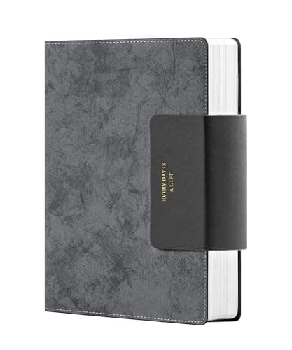 MINICAGIE Lined Leather Journals for Writing A5 Journaling Notebooks with 100 GSM Thick Paper Journal Notebook for Men & Women with Buckle Closure, Work Travel Note Taking Diary, 5.7" x 8.3", Grey - Image 1
