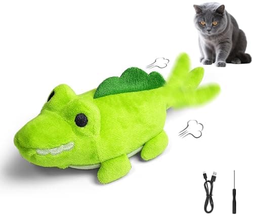 ZeLing HTL Interactive Cat Toys for Indoor Cats – Auto Moving Alligator with 360° Random Movement & Tail Wagging, Rechargeable Cat Exercise Toy with Catnip, Self-Play Fun for Bored Adult Cats-Green - Image 1