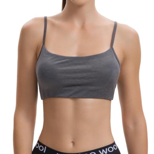 Fussybussy Women’s Merino Wool Spaghetti Strap Pullover Bra - Wireless Triangle Bralette with Removable Pads,Comfort Bra D Gray - Image 1