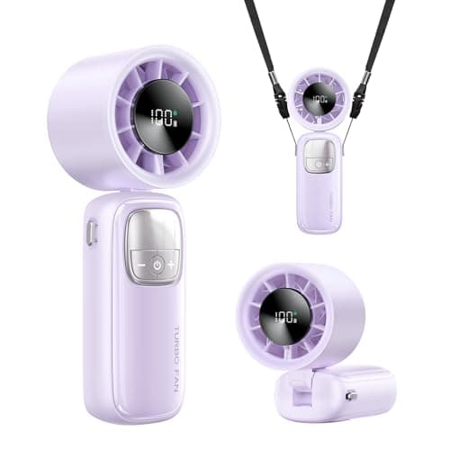 KIMMOO 3-in-1 Portable Handheld Turbo Fan-100 Speeds, 11000 RPM, 10Hrs Cooling, LED Display, 90° Rotation, Small Travel Fan, Mini Foldable Hand Held Personal Fan for Women Men (Purple) - Image 1