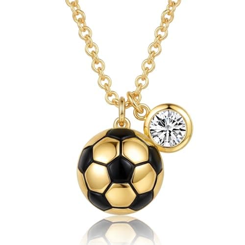 Quietrose Soccer Ball Pendant Necklace with Crystal Charm – Copper Sports Jewelry for Men, Women, Teens – Gift for Soccer Lovers, Players, Coaches & Fans - Image 1