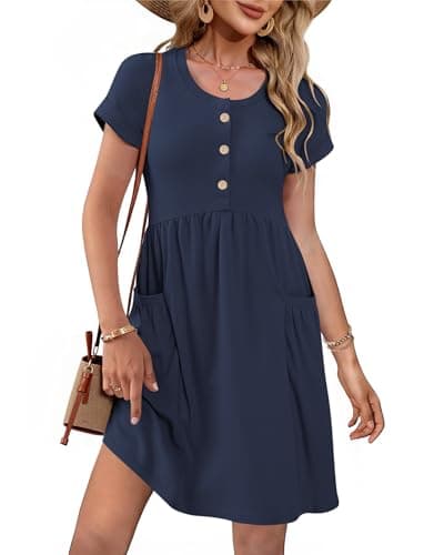 MOLERANI Summer Dresses for Women 2026 Casual Crew Neck Sundresses Short Sleeve Fashion Beach Vacation Dress with Pockets - Image 1