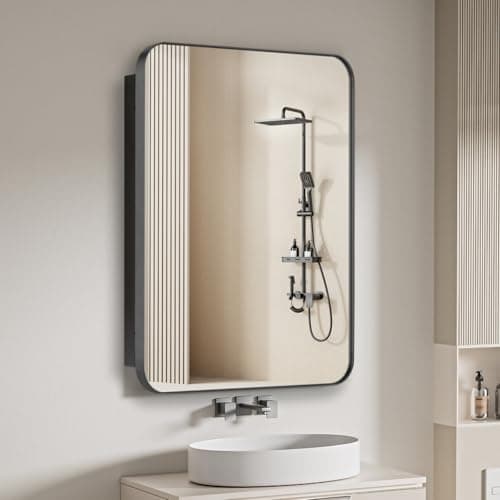 FOMAYKO 24"x36" Stainless Steel Bathroom Medicine Cabinet with Mirror, Recessed or Surface Mount Bathroom Vanity Mirror Cabinet, Wall Mounted Storage Cabinet for Bathroom - Image 1