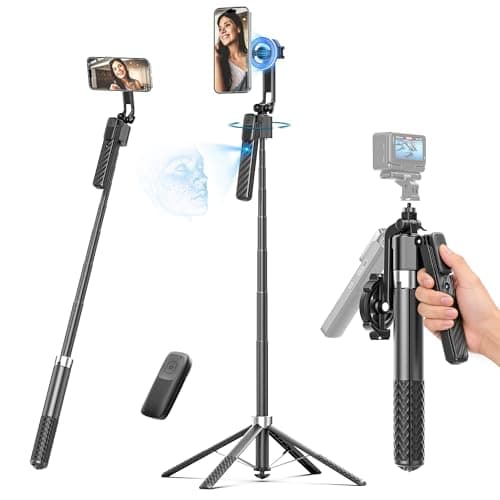 Oldshark 71" Auto Face Tracking Tripod, 1-Sec Quick Setup Magnetic Tripod for iPhone, No App Needed 360° Rotating Phone & Camera Tripod, Content Creator Essentials for TikTok YouTube - Image 1