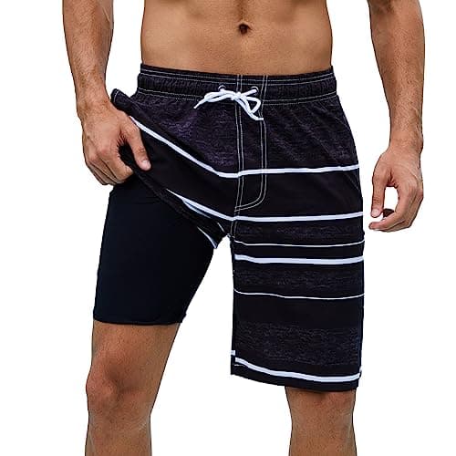 Arcweg Mens Swim Trunks with Compression Liner 9” Men Beach Board 2 in 1 Bathing Suit with Zipper Pockets, Quick Dry - Image 1