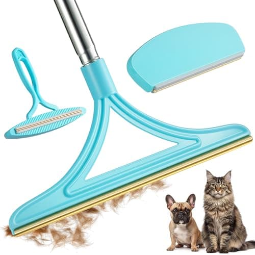 3 Pack Set Pet Hair Removal Tool – Reusable Carpet Rake Set with Long Handle, Dual-Sided Scraper & Detail Tool for Carpet, Furniture, Car & Embedded Dog & Cat Hair - Image 1