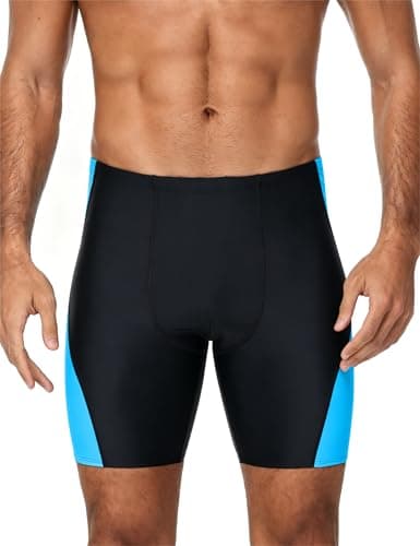 RIKUAOU Swim Jammers for Men, Athletic Competitive Team Racing Trunks, Quick Dry Compression Fit Workout Swimsuit UPF 50+