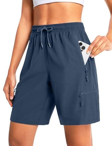 Cyasundent Women's 7" Hiking Cargo Shorts Lightweight Stretch Quick Dry Athletic Golf Summer Bermuda Shorts for Women (Dusty Blue_M) - Image 1