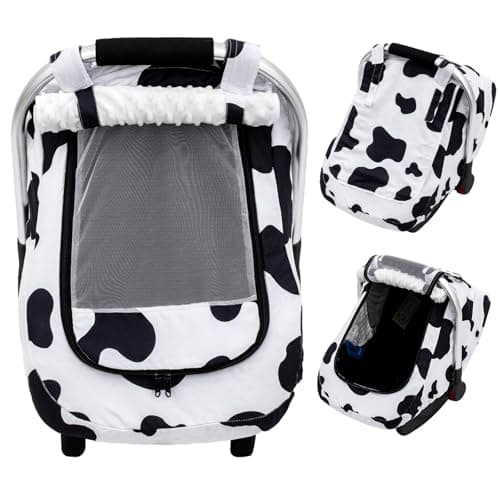 Baby Car Seat Cover, Extra Large Mesh Carseat Cover for Boys Girls, Infant Car Seat Cover with Privasy Sunshades & 3D Mink Dot, Universal Baby Carrier Cover for All Season - Image 1