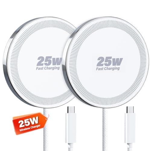 25W Wireless Charger for MagSafe, Qi2.2 Magnetic Fast Charging Pad for iPhone 17/16/15/14/13/12 Series & AirPods, Strong Magnet, Ultra-Thin & Portable Charger Mat for Travel Home Office(White, 2Pack) - Image 1