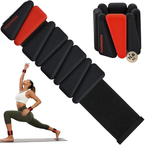 INDEPANDIA Wrist Ankle Weights for Women & Men, 2lbs Adjustable Weighted Bangles to Boost Calorie Burn & Strength, Arm & Leg Weights for Pilates, Yoga, Walking, Barre, Gym & Home Workout Black & Red - Image 1