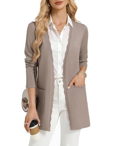 GRACE KARIN Cardigan Sweaters for Women Lightweight Long Cardigans Open Front Casual Spring Outfits Taupe XXL - Image 1