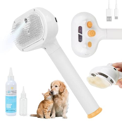 JAWADE Self Cleaning Pet Steam Brush - Dog Brush for Shedding & Cat Brushes for Indoor Cats - Skin-Friendly | Anti-Static, Slicker Brush for Dogs & Cats - Hair Removal Tool - Image 1