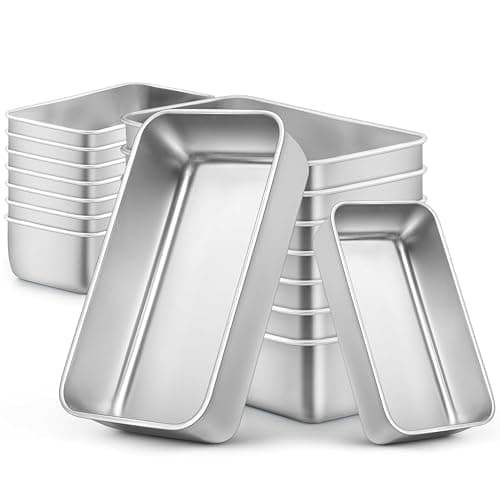 LIANYU Bread Pans Set, 16 Pack Stainless Steel Bread Loaf Pans for Baking, 9x5 Inch and 6.3x3.5 Inch Small Loaf Pans for Homemade Bread Brownies Cake, Oven Safe & Dishwasher Safe, 8 Medium+8 Small