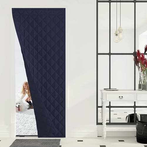 NICETOWN Thermal Insulated Door Curtain, 38"x82" Thermal Windproof Cover with 3 Hanging Ways,Saves Heating Costs for Old House Keep Warm for Doorway Kitchen Living Room, Navy Blue, 1 PC - Image 1