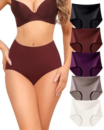 Oegho Seamless Underwear for Women High Waisted No Show Panties Full Coverage Briefs Invisible Soft 5 Pack S-XXL - Image 1