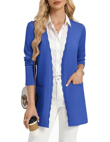 GRACE KARIN Women's Lightweight Cardigan Sweaters Long Sleeve Open Front Knit Sweaters for Women Royal Blue XL - Image 1