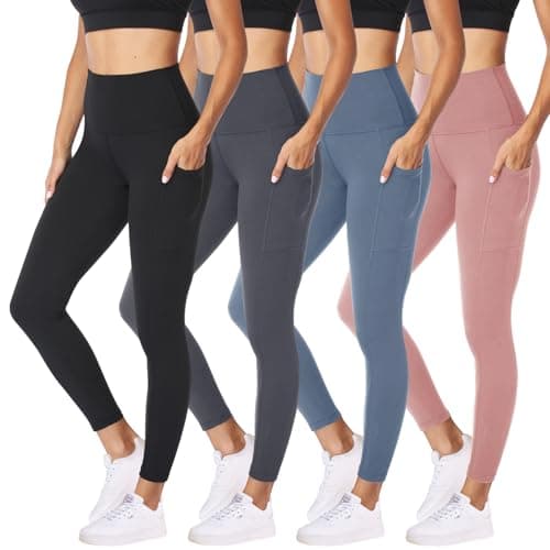 NexiEpoch 4 Pack Leggings for Women with Pockets- High Waisted Tummy Control for Workout Running Capri Yoga Pants - Image 1