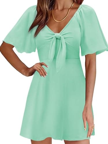 MixShe Summer Dresses for Women 2026 Italian Dress Fall Fashion Plus Size Beach Vacation Clothes Elegant Classy Sundresses Wedding Guest Maxi Seniors Outfits Green Small - Image 1