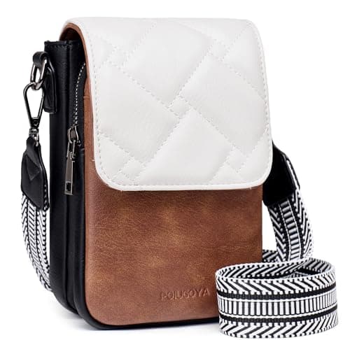 POIUGOYA Small Crossbody Bags for Women Trendy,Leather Triple Compartment Cell Phone Crossbody Wallet Purses with Card Slots - Image 1