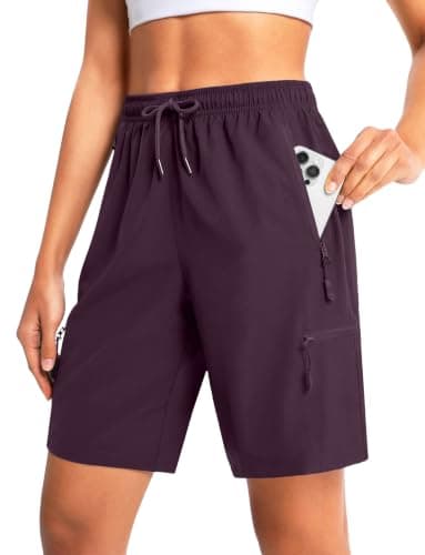 Cyasundent Women's 7" Hiking Cargo Shorts Lightweight Stretch Quick Dry Athletic Golf Summer Bermuda Shorts for Women (Wine_XL) - Image 1