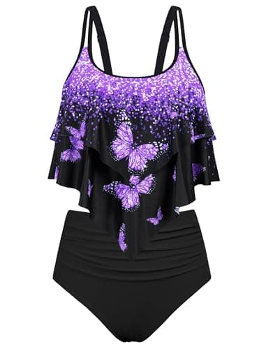 Arolina Tankini Swimsuits for Women Plus Size High Waisted Bikini Sets Tummy Control Bathing Suits (S-24W - Image 1