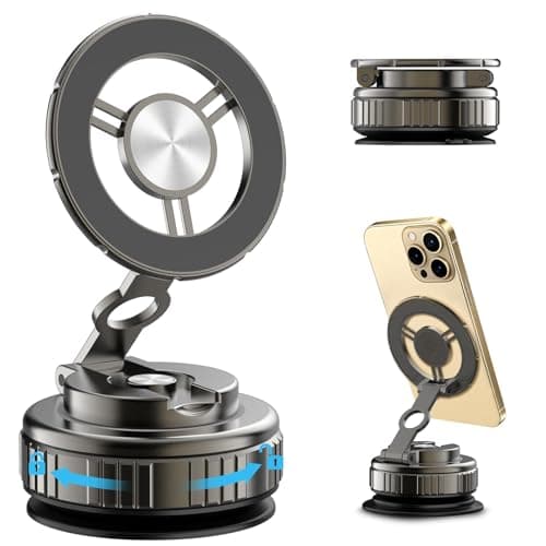 HUGSEE 2026 New Vacuum Magnetic Phone Holder for Car, Magsafe Car Mount for Car/Gym/Mirror/Smooth Surface, Compatible with iPhone Android and All Smartphones(G518) - Image 1