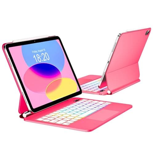 TabletKeyer Magic for iPad A16 11-inch 11th Generation(2025)/10th Gen 10.9-inch(2022) Case with Keyboard,Wireless Keypad Floating Magnetic Folio Cover,Rainbow Backlit & Multi-Touch Trackpad Pink - Image 1