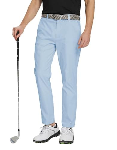 M MAELREG Golf Pants Men Casual Slim Fit -30"/32"/34" Stretch 5 Pockets Business Water-Resistant Mens Dress Pants Light Blue