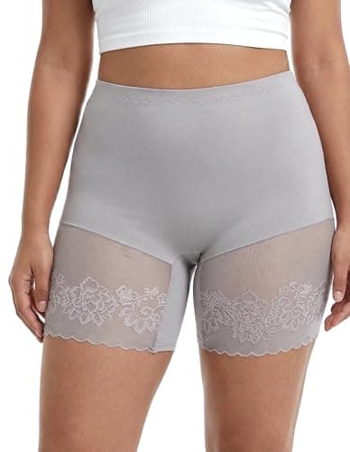 QiuDumo Womens Under Skirt Shorts Lightweight Pettipants Peek Proof Hidden Layer Quick Dry Slipshorts Full Figure Grey