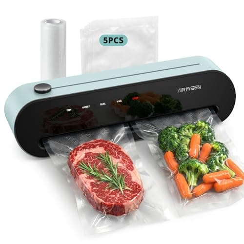 AIRMSEN 1-Step Vacuum Sealer for Food, 6-in-1 Fully Automatic Vacuum Sealer, Built-in Cutter & External Hose Storage, 12" Wide Sealing Strip, Dry & Moist Modes for Food Preservation - Image 1