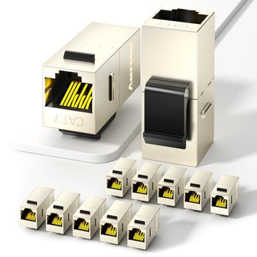 AMPCOM CAT7 Inline Coupler RJ45 STP Keystone Jack, Shielded Female to Female Feedthrough Ethernet Module- 12 Pack - Image 1