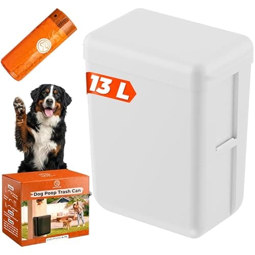PEXTER Dog Poop Trash Can Outside - Wall Mounted Dog Waste Trash Can - Outdoor Dog Poop Trash Can - 2 Size Options 13L or 8L (3.5/2.1 Gal) - Includes 15 Heavy Duty Bags - (White) - Image 1