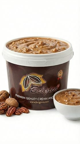 Belgico Premium Pecan Crunch Sauce butterscotch syrup for ice cream Gourmet Dessert Topping butterscotchtopping Rich Nutty Caramel Filling With Biscoff Cookie Pieces For Cakes And Ice Cream - Image 1