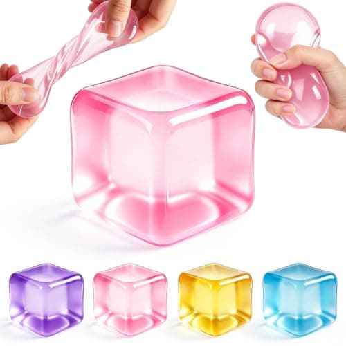 Cube Squishy Stress Relief Toy: Transparent Sensory Fidget Toys for Anxiety Relief, Soft Squeeze Desk Toy for ADHD Autism Focus, Cute Squishies Gifts for Men Women Adults Teens,Party Favor Gift Ideas - Image 1