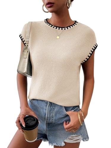 Women's Cap Sleeve Sweater Tops Knitted Sleeveless Vest Shirt Summer Sleeveless Tank Tops 2026 Khaki - Image 1