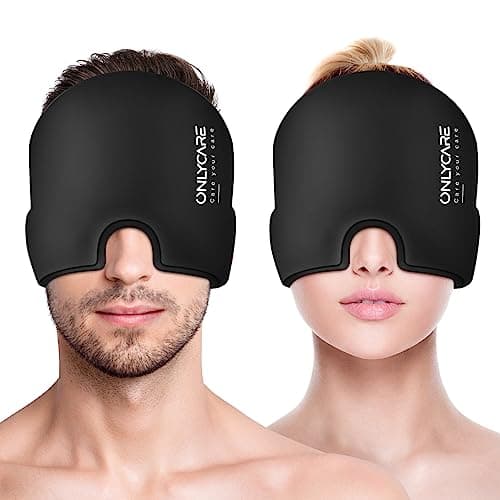 ONLYCARE Migraine Relief Cap,Soothing Migraine Mask,Upgraded Odorless Gel Ice Head Wrap, Hot and Cold Therapy, FSA or HSA Eligible Headache Ice Pack for Tension and Stress (Black 2 Pack) - Image 1