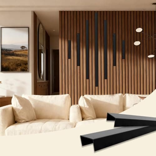Aluminum L-Shaped Edge Trim for Wood Slat Sound Panels (40/28/16/8 Inch), Self-Adhesive Finishing Strip, Decorative Cover for Acoustic Wall Panels with Double-Sided Tape(Black, 7-Pack) - Image 1