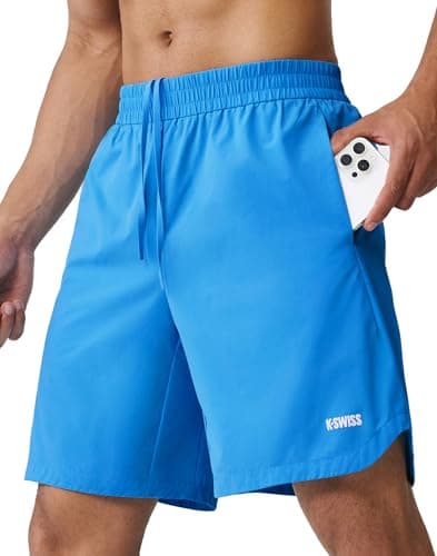 K-Swiss Men's Running Athletic Shorts 8" - Quick Dry Woven Workout Shorts for Gym Tennis Active Sports, Navy/White XS