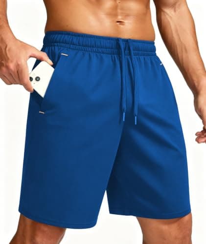 Little Beauty Mens Gym Athletic Shorts with Pockets 9" Fast Dry Basketball Workout Running Shorts Lightweight Sport Casual Royal Blue XL - Image 1