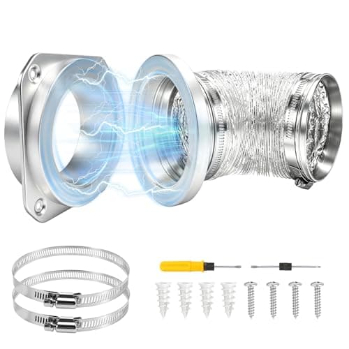 Magnetic Dryer Vent Hose Connector Kit Quick Coupling for Tight Space Including Flexible 3.3ft 4" Duct & two Clamps Easy to Clean for Laundry Room,Apartment Secadora Pipe Connection Exhaust Coupler - Image 1