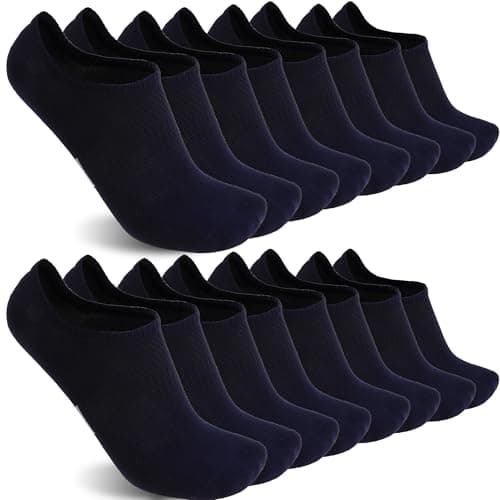 Sunew 8 Pairs No Show Socks for Running Walking Women Men Low Cut Invisible Liner Socks Large Navy Blue - Image 1