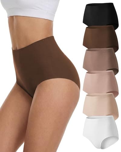 COMENOLE Womens Underwear Seamless High Waisted Tummy Control Briefs No Show Full Coverage Panties 6 Pack - Image 1