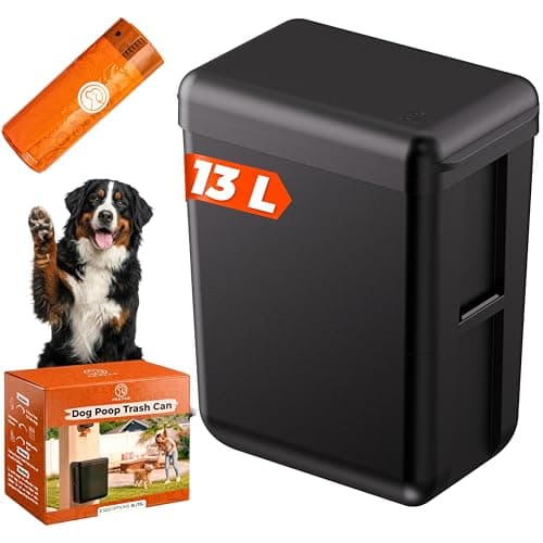 PEXTER Dog Poop Trash Can Outside - Wall Mounted Dog Waste Trash Can - Outdoor Dog Poop Trash Can - 2 Size Options 13L or 8L (3.5/2.1 Gal) - Includes 15 Heavy Duty Bags - (Black) - Image 1