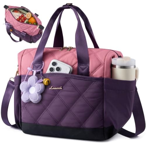 LOVEVOOK Insulated Lunch Bag Women, Adult Lunch Box for Women Work, Large Leakproof Cooler lunch Bags for Picnic Beach Family College, Lunch Teacher Tote Bag with Adjustable Shoulder Strap Cup Holder - Image 1