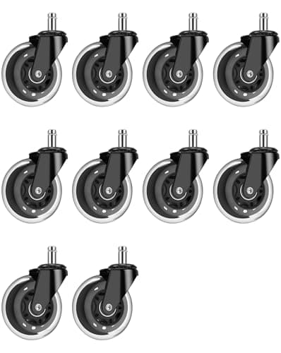 OVLLAN Office Chair Wheels, Outstanding Replacement Roller Blade Wheels for Office Gaming Desk Chairs - 3 Inch Caster Wheel Set of 10 Heady Duty Safe for Hardwood Floors and Carpet, Smooth & Quiet - Image 1