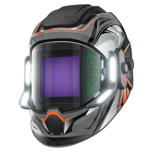 ANDELI Welding Helmet with 4 LED Light, 180° Panoramic 6 Arc Sensor True Color Auto Darkening Welding Hood with Internal Display, 2400mAh Rechargeable Battery for TIG/MIG/Cut/Grind Moner LED PRO - Image 1